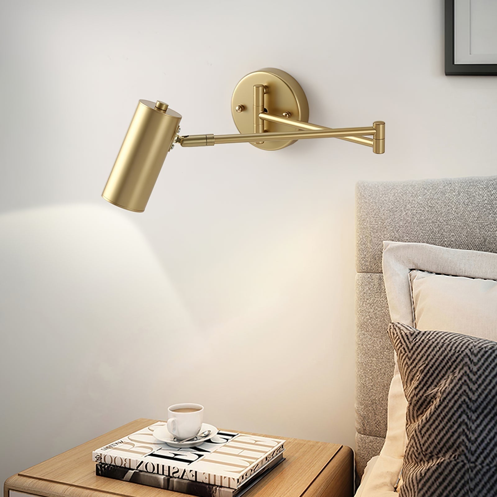 Wall Light Sconce with Adjustable Articulated Arm and Cylindrical Shade Exterior Lantern - Image 8