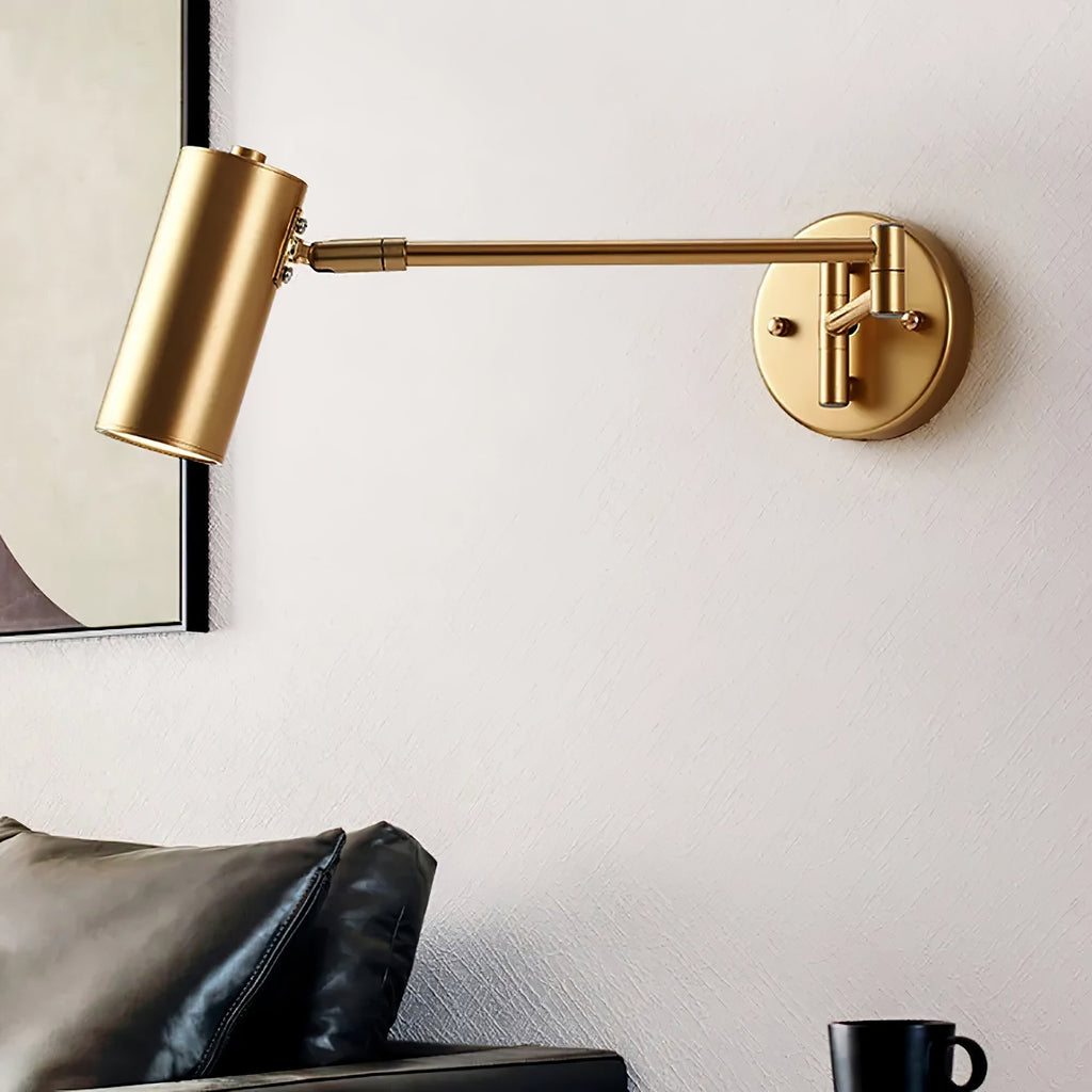 Wall Light Sconce with Adjustable Articulated Arm and Cylindrical Shade Exterior Lantern - Image 9