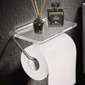 Wall-Mounted Toilet Paper Holder with Integrated Acrylic Shelf and Metal Roll Arm - Image 5