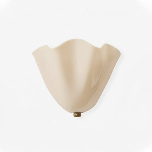 Wall Sconce Lighting with Wavy Glass Handkerchief Shade and Brass Finial - Image 1