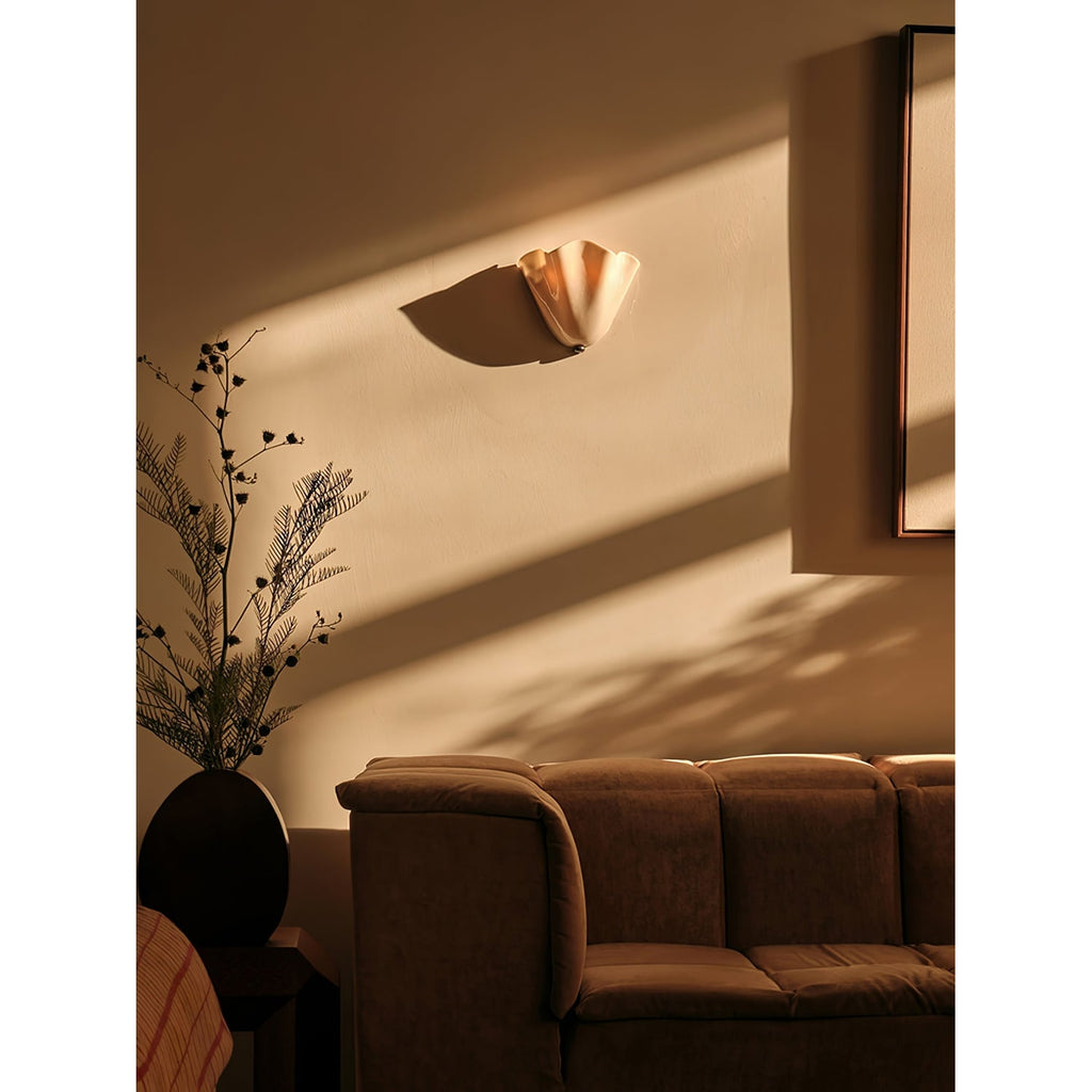 Wall Sconce Lighting with Wavy Glass Handkerchief Shade and Brass Finial - Image 18