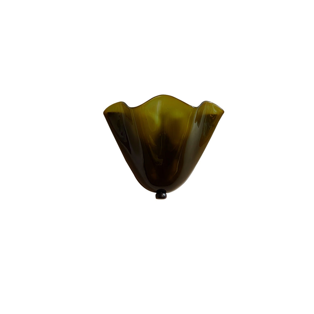 Wall Sconce Lighting with Wavy Glass Handkerchief Shade and Brass Finial - Image 24