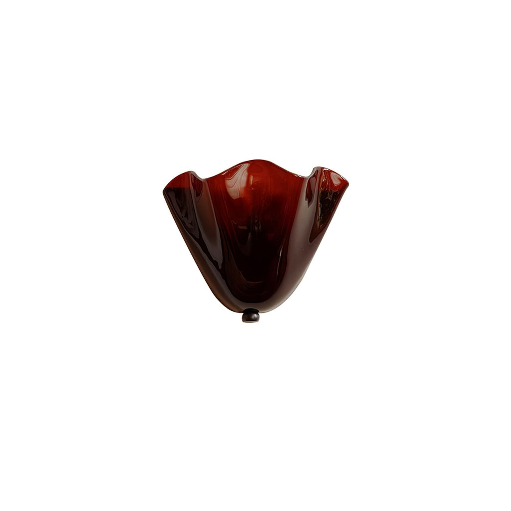Wall Sconce Lighting with Wavy Glass Handkerchief Shade and Brass Finial - Image 25