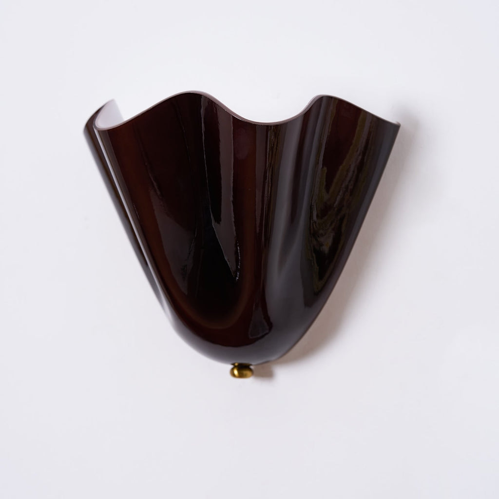 Wall Sconce Lighting with Wavy Glass Handkerchief Shade and Brass Finial - Image 31