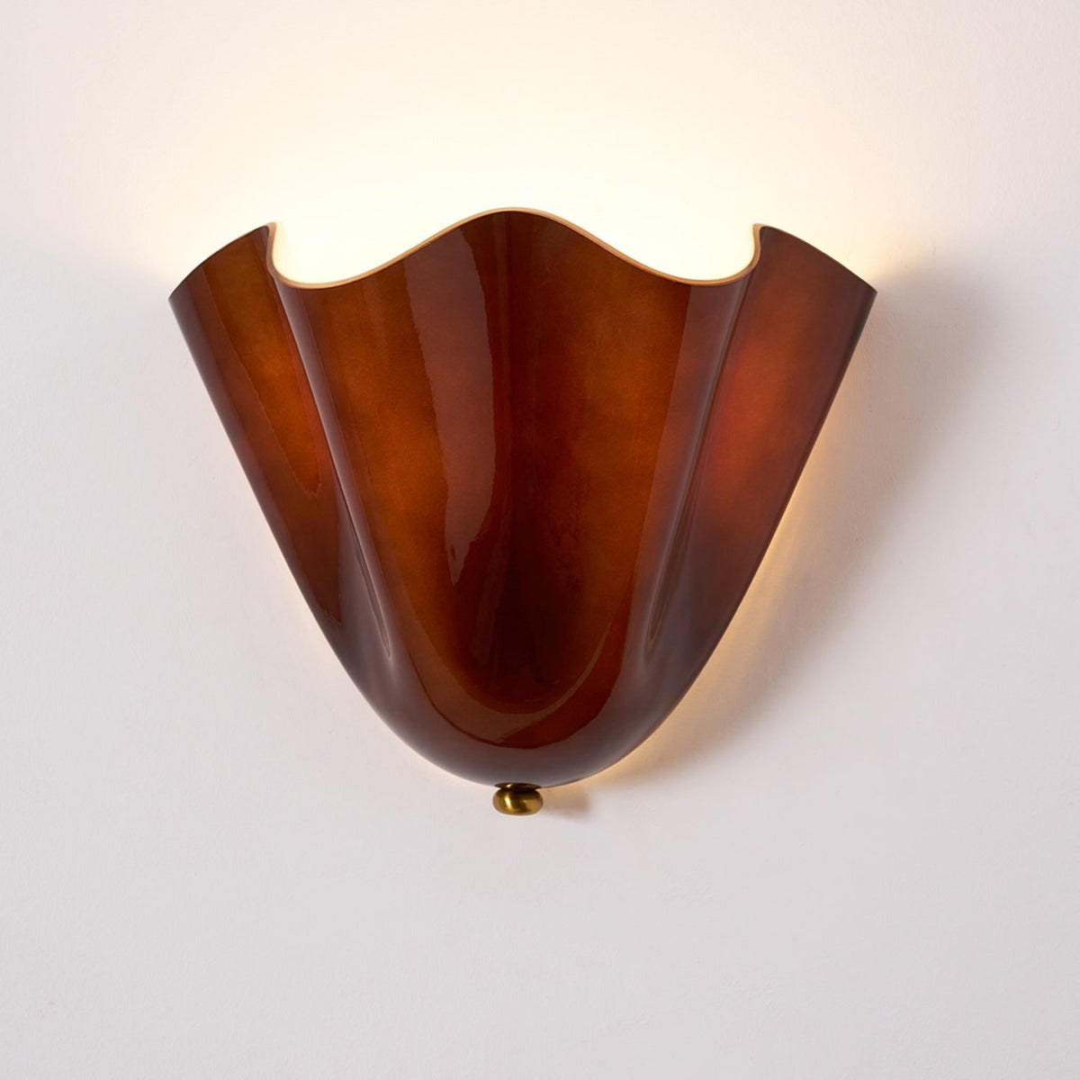 Wall Sconce Lighting with Wavy Glass Handkerchief Shade and Brass Finial - Image 32