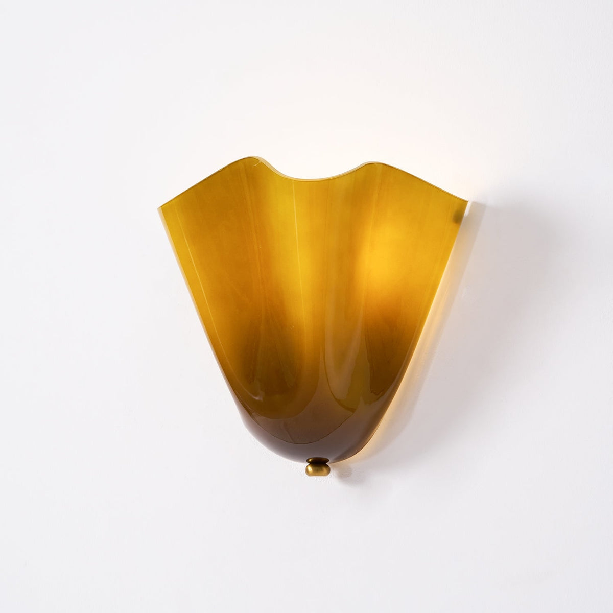 Wall Sconce Lighting with Wavy Glass Handkerchief Shade and Brass Finial - Image 37
