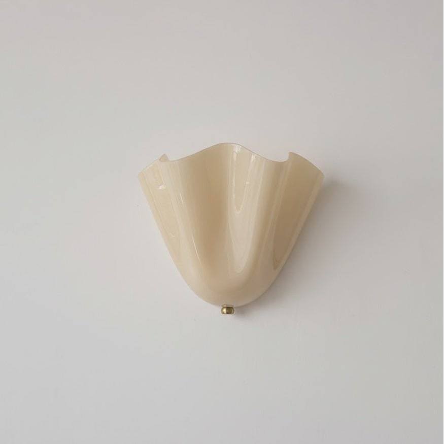Wall Sconce Lighting with Wavy Glass Handkerchief Shade and Brass Finial - Image 42