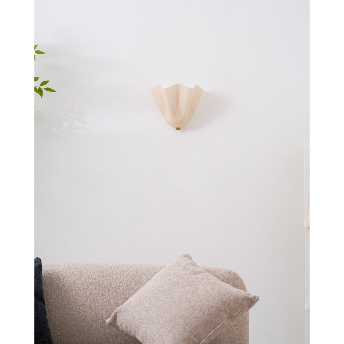 Wall Sconce Lighting with Wavy Glass Handkerchief Shade and Brass Finial - Image 49