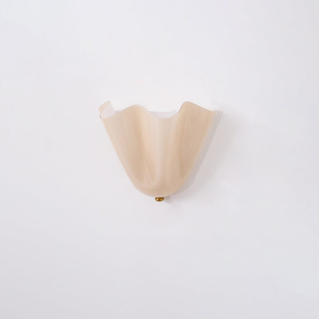 Wall Sconce Lighting with Wavy Glass Handkerchief Shade and Brass Finial - Image 51