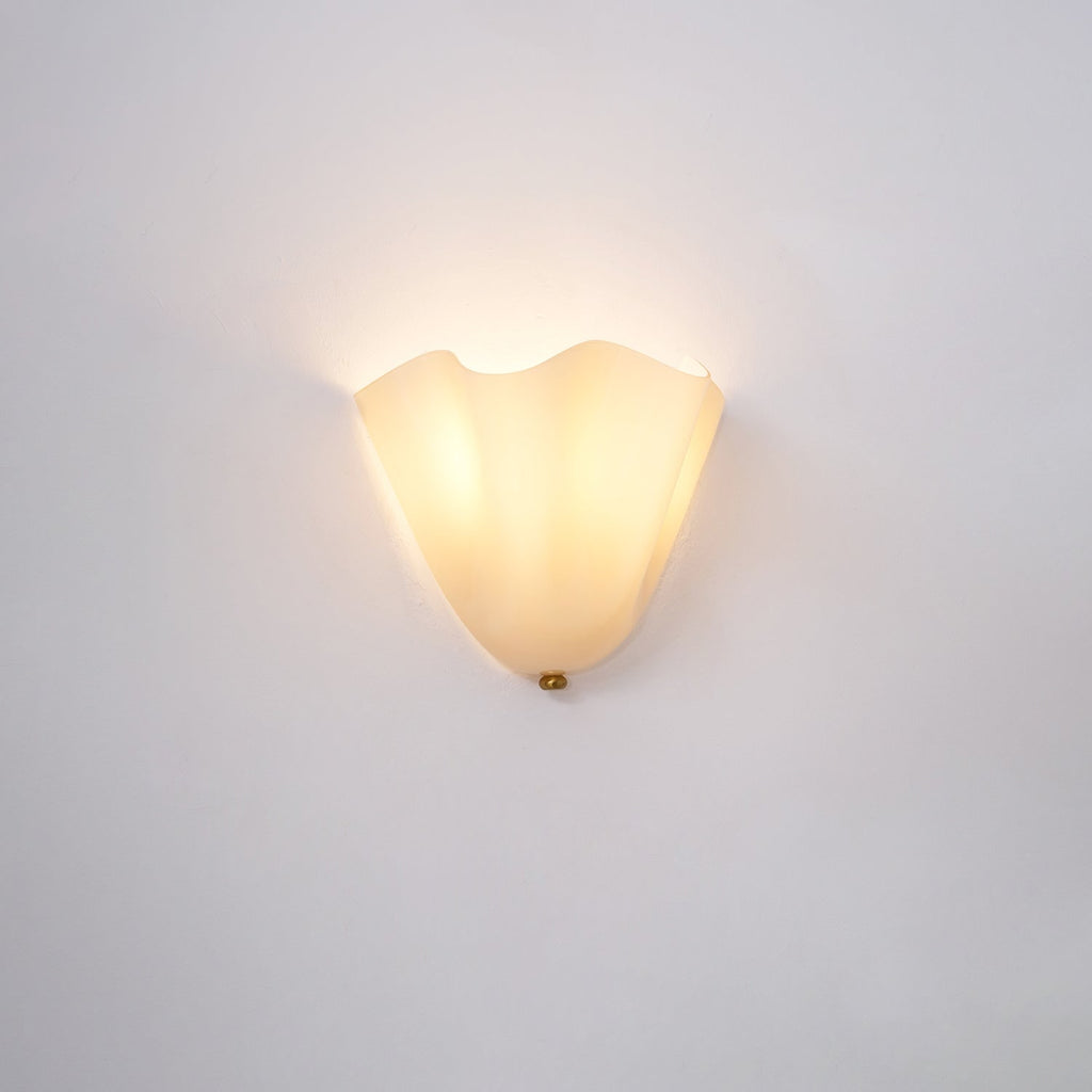 Wall Sconce Lighting with Wavy Glass Handkerchief Shade and Brass Finial - Image 52