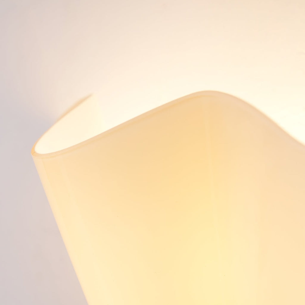 Wall Sconce Lighting with Wavy Glass Handkerchief Shade and Brass Finial - Image 53