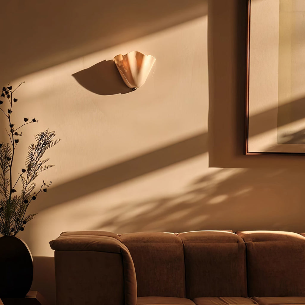 Wall Sconce Lighting with Wavy Glass Handkerchief Shade and Brass Finial - Image 7