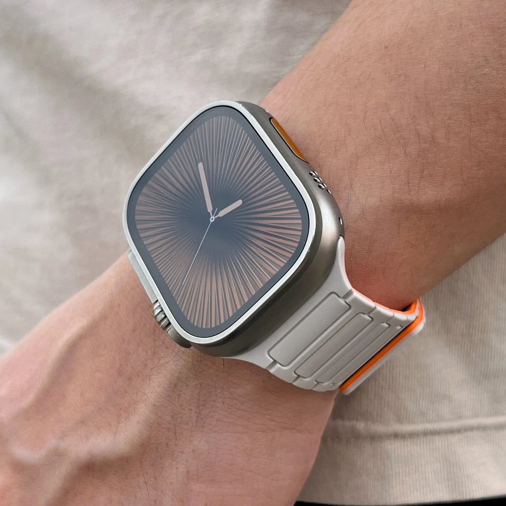 Watch Magnetic Silicone Band with Ribbed Texture and Adjustable Closure - Image 2
