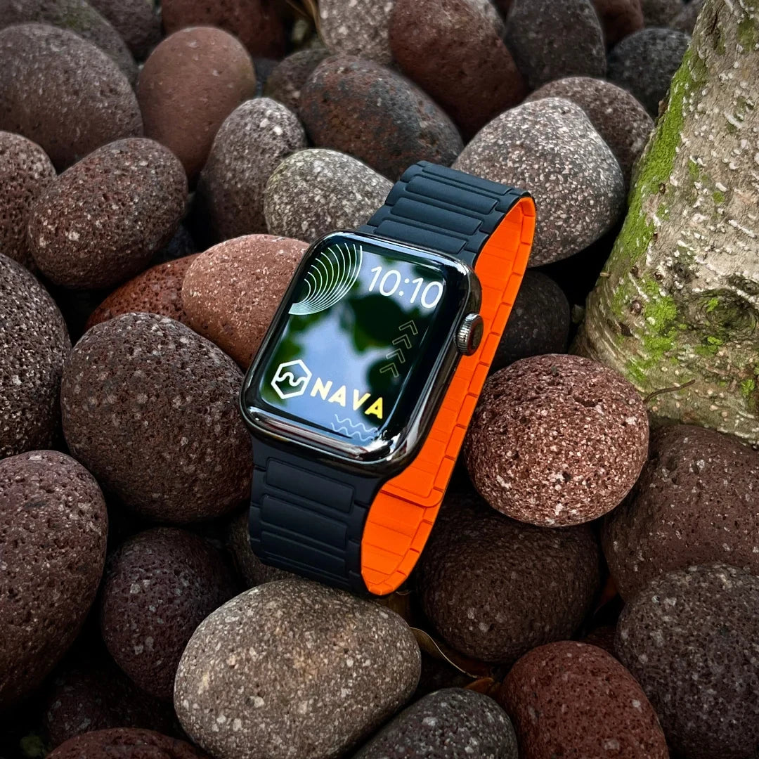 Watch Magnetic Silicone Band with Ribbed Texture and Adjustable Closure - Image 3