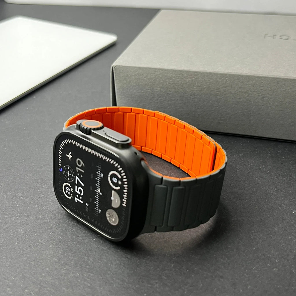 Watch Magnetic Silicone Band with Ribbed Texture and Adjustable Closure - Image 4