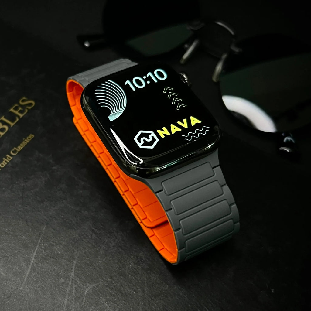 Watch Magnetic Silicone Band with Ribbed Texture and Adjustable Closure - Image 5
