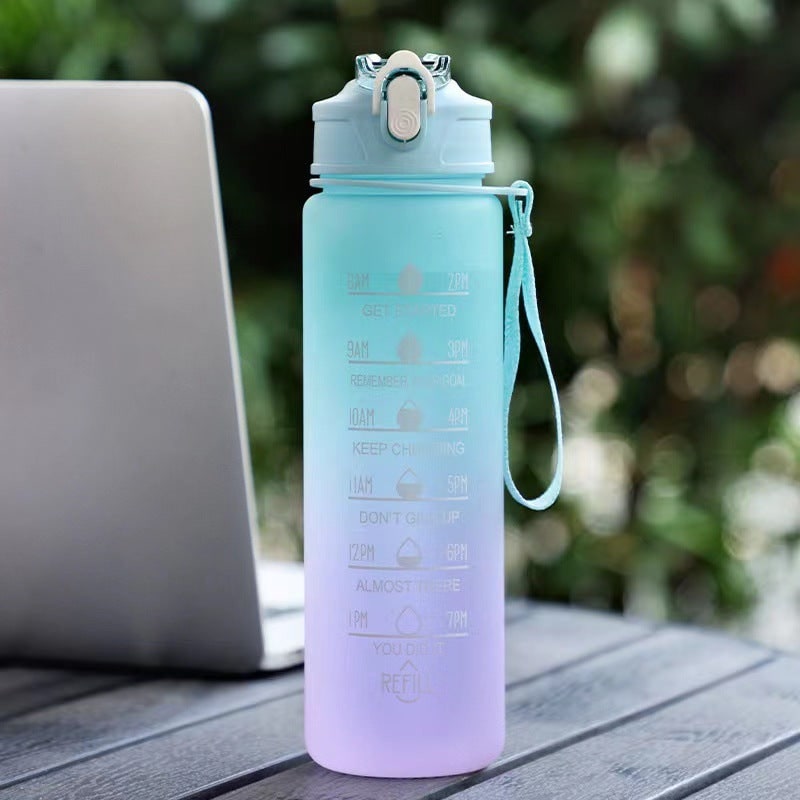Water Bottle Motivational Time Markers Frosted Flip Top Portable Outdoor - Image 1