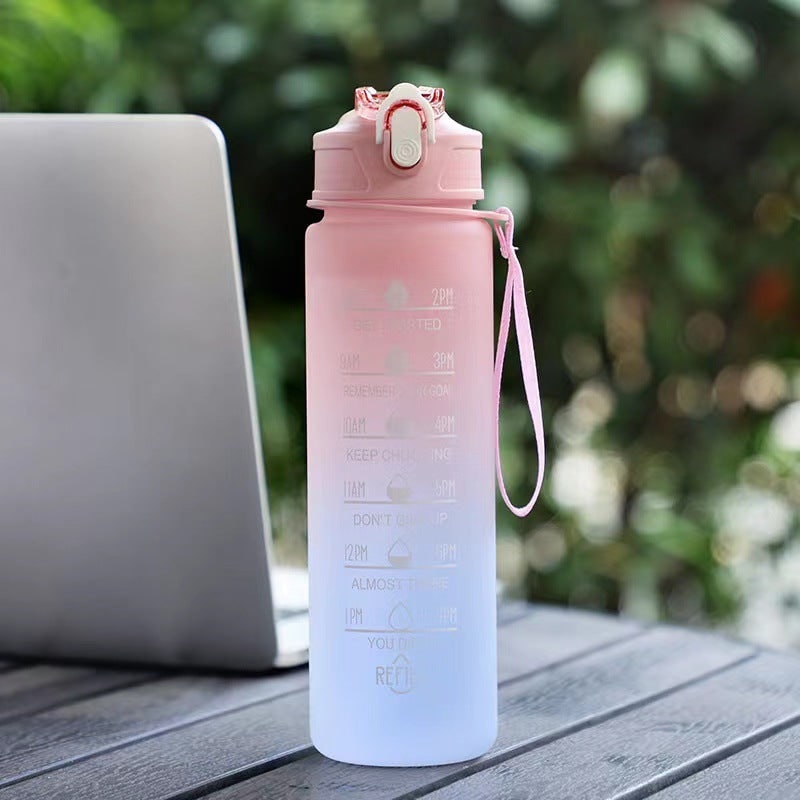 Water Bottle Motivational Time Markers Frosted Flip Top Portable Outdoor - Image 2