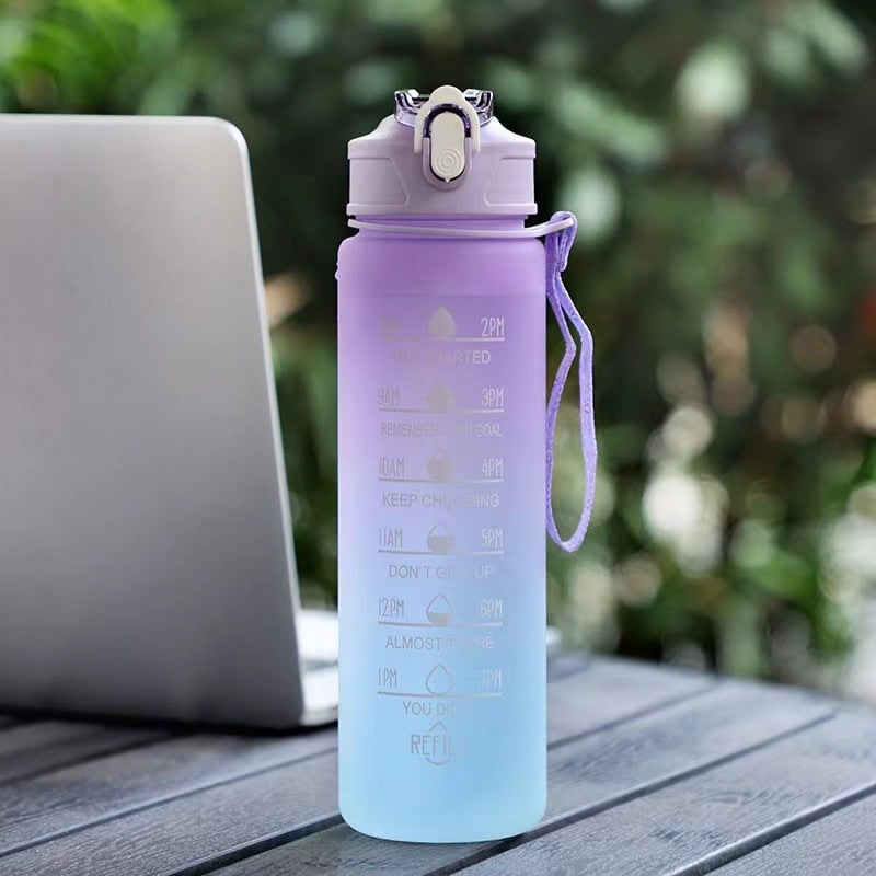 Water Bottle Motivational Time Markers Frosted Flip Top Portable Outdoor - Image 3