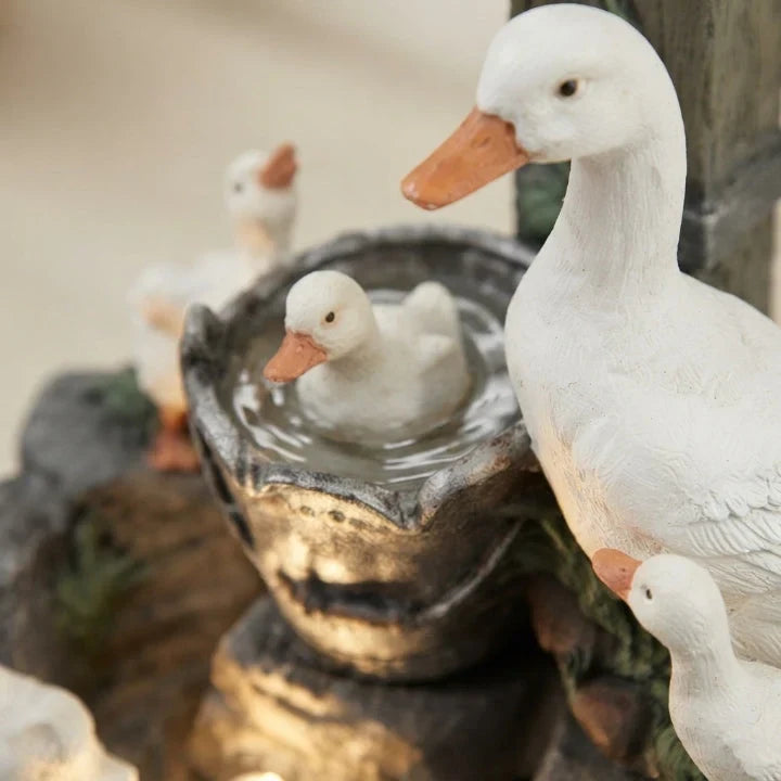 Water Fountain Tabletop with Hand-Painted Animal Figure LED Lighting and Solar Powered Battery - Image 5