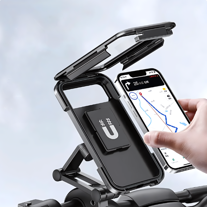 Waterproof Bike Phone Holder and Mount with Adjustable Handlebar Arm and Clear Touch Screen Window - Image 1