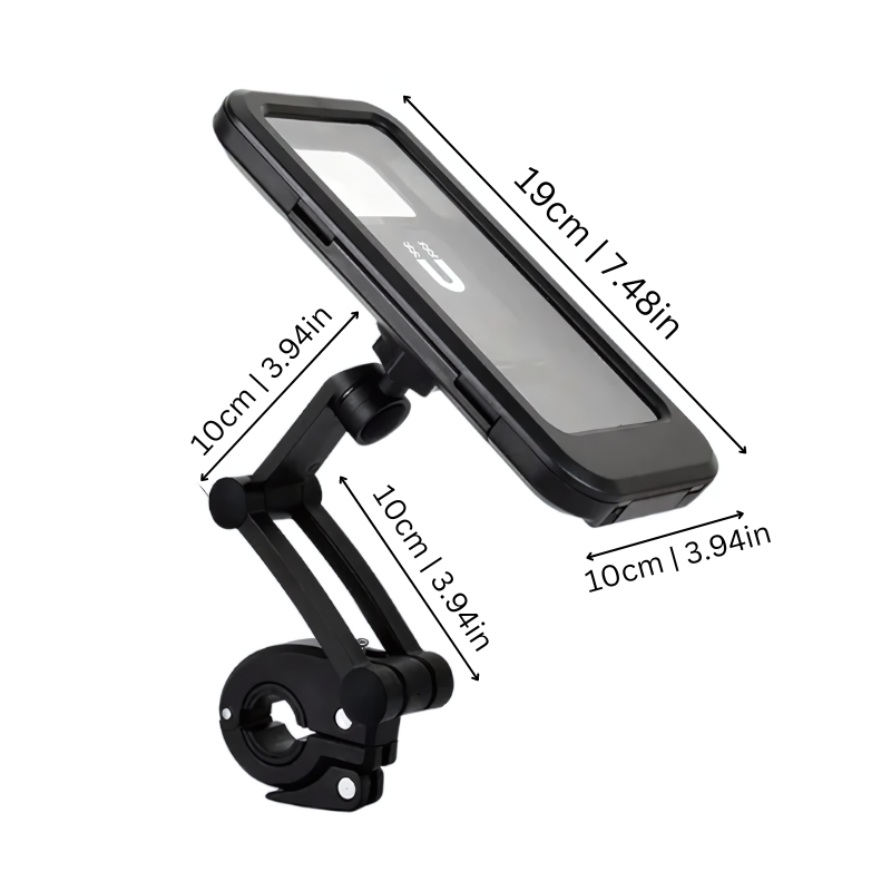 Waterproof Bike Phone Holder and Mount with Adjustable Handlebar Arm and Clear Touch Screen Window - Image 2