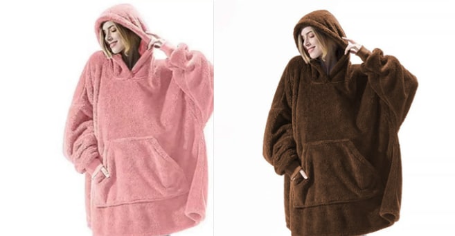 Wearable Blanket Hoodie Oversized Plush Fleece with Kangaroo Pocket and Hooded Collar - Image 10