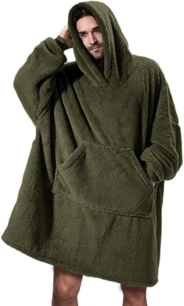 Wearable Blanket Hoodie Oversized Plush Fleece with Kangaroo Pocket and Hooded Collar - Image 15