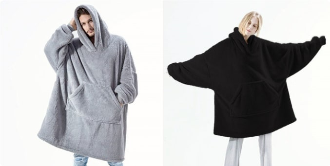 Wearable Blanket Hoodie Oversized Plush Fleece with Kangaroo Pocket and Hooded Collar - Image 16