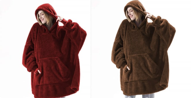 Wearable Blanket Hoodie Oversized Plush Fleece with Kangaroo Pocket and Hooded Collar - Image 17