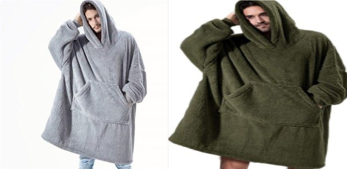 Wearable Blanket Hoodie Oversized Plush Fleece with Kangaroo Pocket and Hooded Collar - Image 18