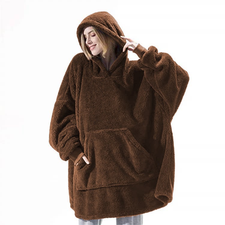 Wearable Blanket Hoodie Oversized Plush Fleece with Kangaroo Pocket and Hooded Collar - Image 19