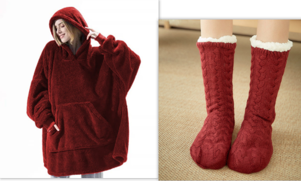 Wearable Blanket Hoodie Oversized Plush Fleece with Kangaroo Pocket and Hooded Collar - Image 20