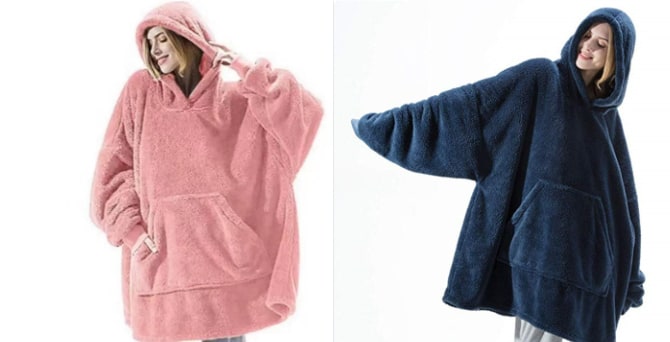 Wearable Blanket Hoodie Oversized Plush Fleece with Kangaroo Pocket and Hooded Collar - Image 21