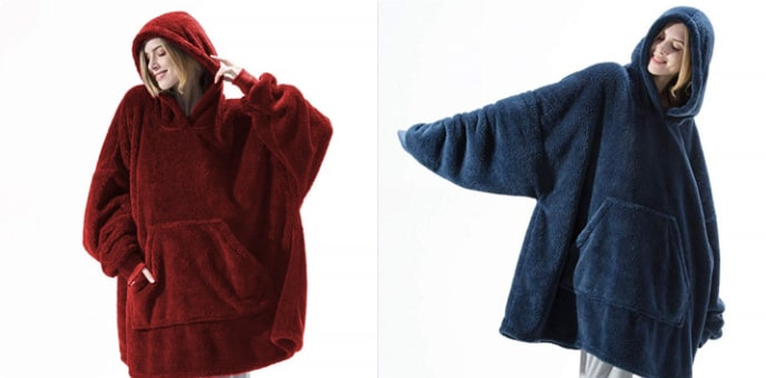 Wearable Blanket Hoodie Oversized Plush Fleece with Kangaroo Pocket and Hooded Collar - Image 22