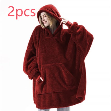 Wearable Blanket Hoodie Oversized Plush Fleece with Kangaroo Pocket and Hooded Collar - Image 23