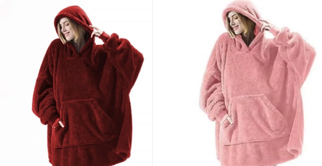 Wearable Blanket Hoodie Oversized Plush Fleece with Kangaroo Pocket and Hooded Collar - Image 24