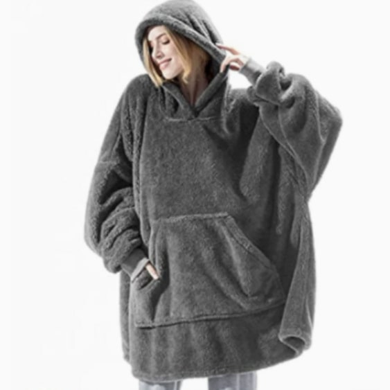 Wearable Blanket Hoodie Oversized Plush Fleece with Kangaroo Pocket and Hooded Collar - Image 25