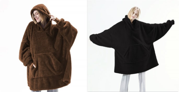 Wearable Blanket Hoodie Oversized Plush Fleece with Kangaroo Pocket and Hooded Collar - Image 26