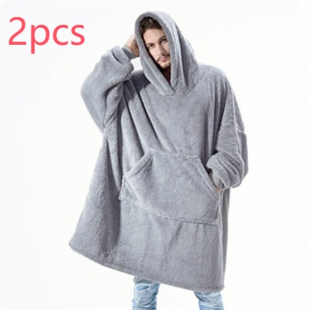 Wearable Blanket Hoodie Oversized Plush Fleece with Kangaroo Pocket and Hooded Collar - Image 34