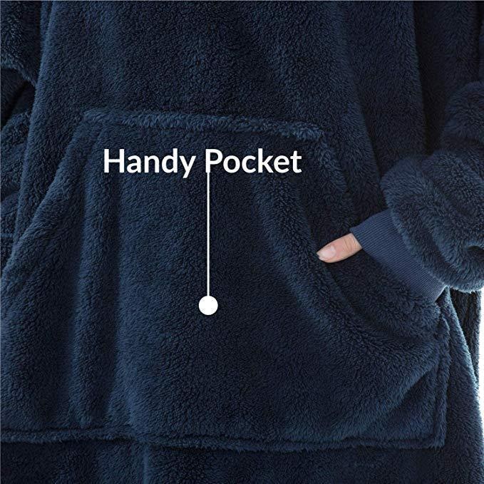 Wearable Blanket Hoodie Oversized Plush Fleece with Kangaroo Pocket and Hooded Collar - Image 35