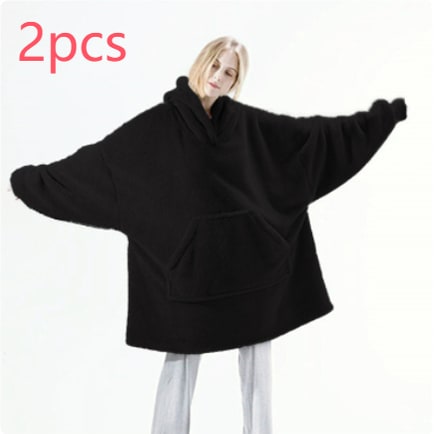 Wearable Blanket Hoodie Oversized Plush Fleece with Kangaroo Pocket and Hooded Collar - Image 37