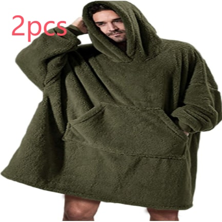 Wearable Blanket Hoodie Oversized Plush Fleece with Kangaroo Pocket and Hooded Collar - Image 38