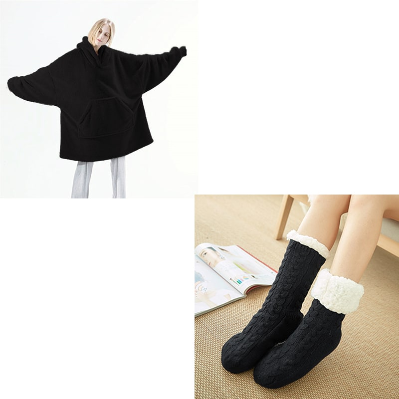 Wearable Blanket Hoodie Oversized Plush Fleece with Kangaroo Pocket and Hooded Collar - Image 39