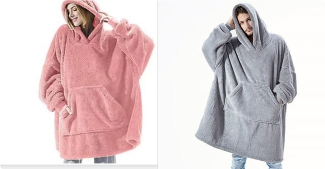Wearable Blanket Hoodie Oversized Plush Fleece with Kangaroo Pocket and Hooded Collar - Image 43