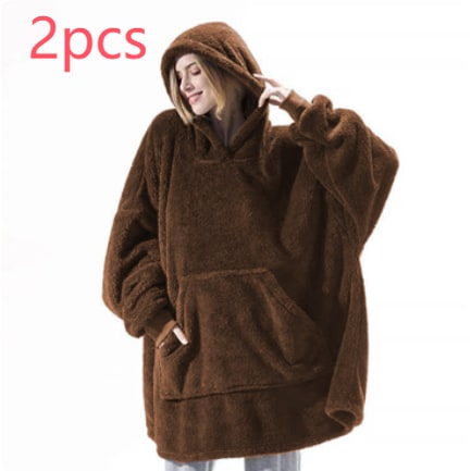 Wearable Blanket Hoodie Oversized Plush Fleece with Kangaroo Pocket and Hooded Collar - Image 45