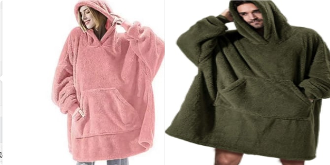 Wearable Blanket Hoodie Oversized Plush Fleece with Kangaroo Pocket and Hooded Collar - Image 46