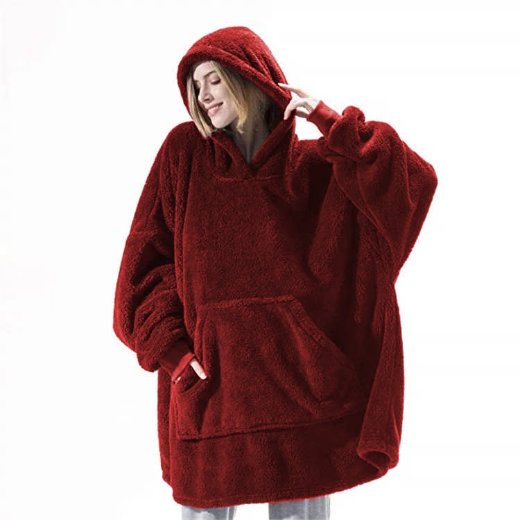 Wearable Blanket Hoodie Oversized Plush Fleece with Kangaroo Pocket and Hooded Collar - Image 48