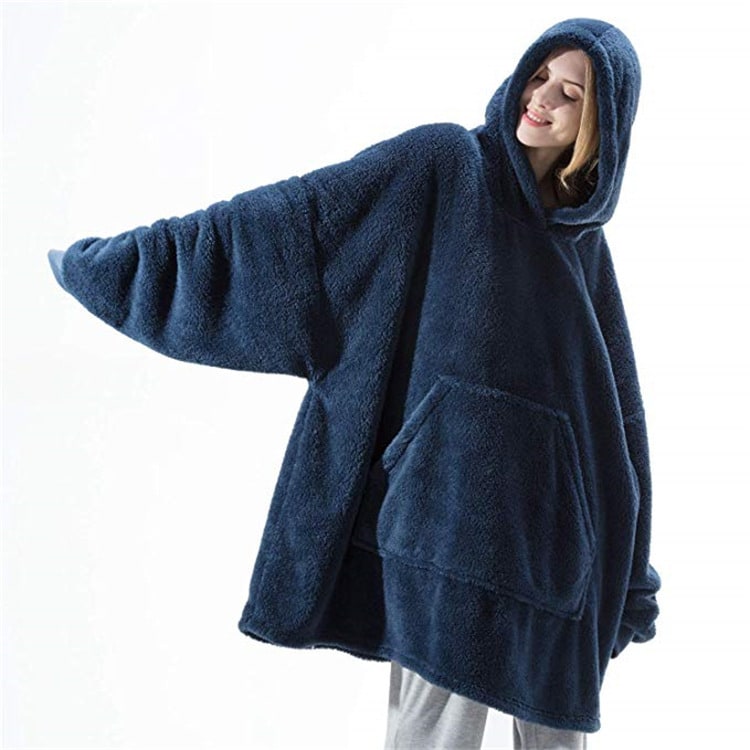 Wearable Blanket Hoodie Oversized Plush Fleece with Kangaroo Pocket and Hooded Collar - Image 49