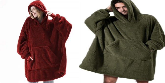 Wearable Blanket Hoodie Oversized Plush Fleece with Kangaroo Pocket and Hooded Collar - Image 7